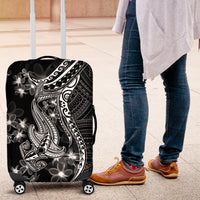 Black Polynesia Luggage Cover Shark Tattoo With Polynesian Plumeria LT14 Black - Polynesian Pride