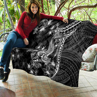 Black Polynesia Quilt Shark Tattoo With Polynesian Plumeria LT14 - Polynesian Pride