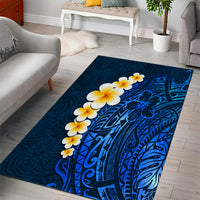 Blue Polynesia Area Rug Plumeria Tropical Leaves With Galaxy Polynesian Art LT14 - Polynesian Pride