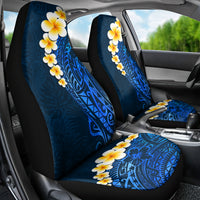 Blue Polynesia Car Seat Cover Plumeria Tropical Leaves With Galaxy Polynesian Art LT14 - Polynesian Pride