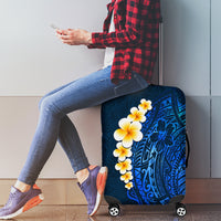 Blue Polynesia Luggage Cover Plumeria Tropical Leaves With Galaxy Polynesian Art LT14 - Polynesian Pride