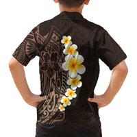 Brown Polynesia Family Matching Tank Maxi Dress and Hawaiian Shirt Plumeria Tropical Leaves With Galaxy Polynesian Art LT14 - Polynesian Pride