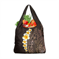 Brown Polynesia Grocery Bag Plumeria Tropical Leaves With Galaxy Polynesian Art LT14 1-pack One Size Brown - Polynesian Pride