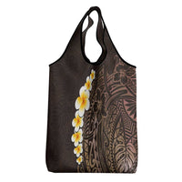 Brown Polynesia Grocery Bag Plumeria Tropical Leaves With Galaxy Polynesian Art LT14 - Polynesian Pride