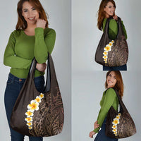 Brown Polynesia Grocery Bag Plumeria Tropical Leaves With Galaxy Polynesian Art LT14 - Polynesian Pride