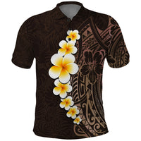 Brown Polynesia Polo Shirt Plumeria Tropical Leaves With Galaxy Polynesian Art LT14 Brown - Polynesian Pride