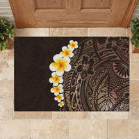 Brown Polynesia Rubber Doormat Plumeria Tropical Leaves With Galaxy Polynesian Art LT14 - Polynesian Pride