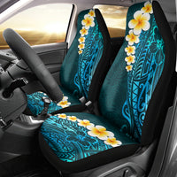 Turquosie Polynesia Car Seat Cover Plumeria Tropical Leaves With Galaxy Polynesian Art LT14 - Polynesian Pride