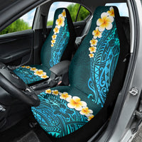 Turquosie Polynesia Car Seat Cover Plumeria Tropical Leaves With Galaxy Polynesian Art LT14 - Polynesian Pride