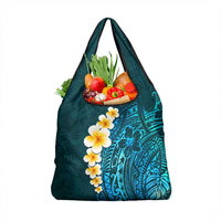 Turquosie Polynesia Grocery Bag Plumeria Tropical Leaves With Galaxy Polynesian Art LT14 1-pack One Size Turquoise - Polynesian Pride