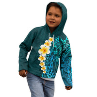 Turquosie Polynesia Kid Hoodie Plumeria Tropical Leaves With Galaxy Polynesian Art LT14 - Polynesian Pride