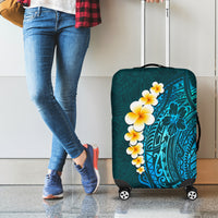 Turquosie Polynesia Luggage Cover Plumeria Tropical Leaves With Galaxy Polynesian Art LT14 - Polynesian Pride
