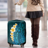 Turquosie Polynesia Luggage Cover Plumeria Tropical Leaves With Galaxy Polynesian Art LT14 - Polynesian Pride