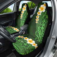 Green Polynesia Car Seat Cover Plumeria Tropical Leaves With Galaxy Polynesian Art LT14 - Polynesian Pride