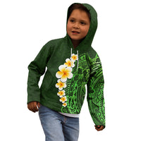 Green Polynesia Kid Hoodie Plumeria Tropical Leaves With Galaxy Polynesian Art LT14 - Polynesian Pride