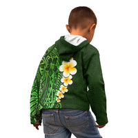 Green Polynesia Kid Hoodie Plumeria Tropical Leaves With Galaxy Polynesian Art LT14 - Polynesian Pride