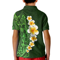Green Polynesia Kid Polo Shirt Plumeria Tropical Leaves With Galaxy Polynesian Art LT14 - Polynesian Pride