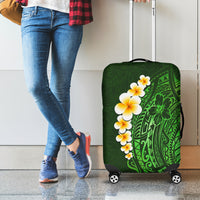 Green Polynesia Luggage Cover Plumeria Tropical Leaves With Galaxy Polynesian Art LT14 - Polynesian Pride