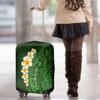 Green Polynesia Luggage Cover Plumeria Tropical Leaves With Galaxy Polynesian Art LT14 - Polynesian Pride