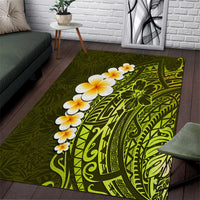 Lime Green Tropical Plumeria With Galaxy Polynesian Art Area Rug LT14 Lime Green - Polynesian Pride