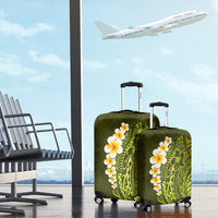 Lime Green Tropical Plumeria With Galaxy Polynesian Art Luggage Cover LT14 - Polynesian Pride
