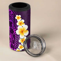 Purple Tropical Plumeria With Galaxy Polynesian Art 4 in 1 Can Cooler Tumbler