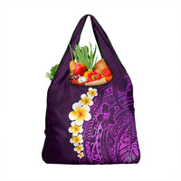 Purple Tropical Plumeria With Galaxy Polynesian Art Grocery Bag LT14 1-pack One Size Purple - Polynesian Pride
