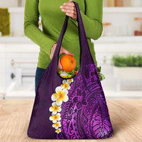 Purple Tropical Plumeria With Galaxy Polynesian Art Grocery Bag LT14 - Polynesian Pride
