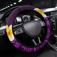 Purple Tropical Plumeria With Galaxy Polynesian Art Steering Wheel Cover LT14 Universal Fit Purple - Polynesian Pride