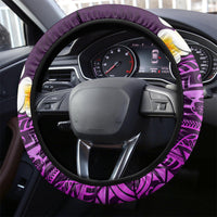 Purple Tropical Plumeria With Galaxy Polynesian Art Steering Wheel Cover LT14 - Polynesian Pride