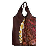 Red Tropical Plumeria With Galaxy Polynesian Art Grocery Bag LT14 - Polynesian Pride