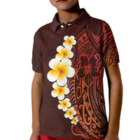 Red Tropical Plumeria With Galaxy Polynesian Art Kid Polo Shirt LT14 Kid Red - Polynesian Pride
