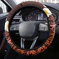 Red Tropical Plumeria With Galaxy Polynesian Art Steering Wheel Cover LT14 - Polynesian Pride