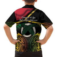 Vanuatu 1980 Family Matching Off The Shoulder Long Sleeve Dress and Hawaiian Shirt Hapi 46 Yia Indipendens Anivesari LT14 - Polynesian Pride
