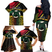 Vanuatu 1980 Family Matching Off The Shoulder Long Sleeve Dress and Hawaiian Shirt Hapi 45 Yia Indipendens Anivesari