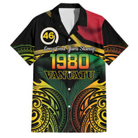 Vanuatu 1980 Family Matching Short Sleeve Bodycon Dress and Hawaiian Shirt Hapi 46 Yia Indipendens Anivesari LT14 Dad's Shirt - Short Sleeve Black - Polynesian Pride