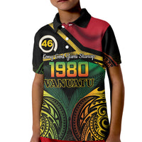 Vanuatu 1980 Kid Polo Shirt Hapi 46 Yia Indipendens Anivesari LT14 Kid Black - Polynesian Pride