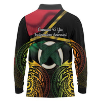 Vanuatu 1980 Long Sleeve Polo Shirt Hapi 46 Yia Indipendens Anivesari LT14 - Polynesian Pride