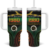 Vanuatu 1980 Tumbler With Handle Hapi 46 Yia Indipendens Anivesari LT14 One Size: 40 oz Black - Polynesian Pride
