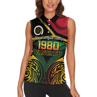 Vanuatu 1980 Women Sleeveless Polo Shirt Hapi 46 Yia Indipendens Anivesari LT14 - Polynesian Pride