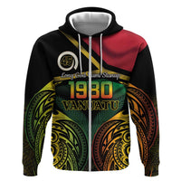 Vanuatu 1980 Zip Hoodie Hapi 46 Yia Indipendens Anivesari LT14 Zip Hoodie Black - Polynesian Pride