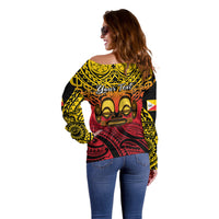 Personalised Marquesas Islands Off Shoulder Sweater Tiki Polynesian Marquesan Pattern LT14 - Polynesian Pride