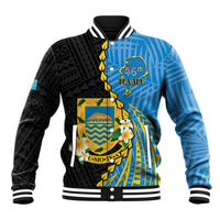 Tuvalu Independence Day Baseball Jacket Manuia te tutokotasi o Tuvaluan Dolphin Tattoo LT14 Unisex Blue - Polynesian Pride