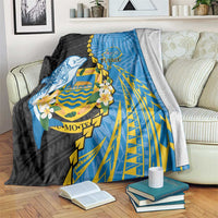 Tuvalu Independence Day Blanket Manuia te tutokotasi o Tuvaluan Dolphin Tattoo LT14 Blue - Polynesian Pride