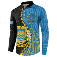 Tuvalu Independence Day Button Sweatshirt Manuia te tutokotasi o Tuvaluan Dolphin Tattoo LT14 - Polynesian Pride
