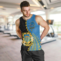 Tuvalu Independence Day Men Tank Top Manuia te tutokotasi o Tuvaluan Dolphin Tattoo LT14 Blue - Polynesian Pride