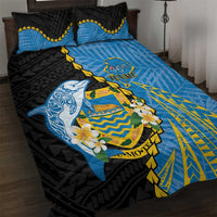 Tuvalu Independence Day Quilt Bed Set Manuia te tutokotasi o Tuvaluan Dolphin Tattoo LT14 Blue - Polynesian Pride
