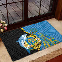 Tuvalu Independence Day Rubber Doormat Manuia te tutokotasi o Tuvaluan Dolphin Tattoo LT14 - Polynesian Pride