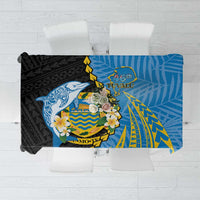 Tuvalu Independence Day Tablecloth Manuia te tutokotasi o Tuvaluan Dolphin Tattoo LT14 Blue - Polynesian Pride