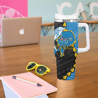 Tuvalu Independence Day Tumbler With Handle Manuia te tutokotasi o Tuvaluan Dolphin Tattoo LT14 - Polynesian Pride